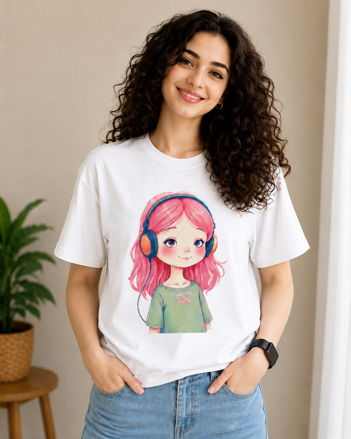 Women Anime Music Girl Graphic Regular Fit T-Shirt
