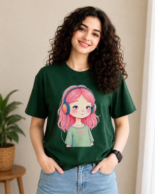 Women Anime Music Girl Graphic Regular Fit T-Shirt