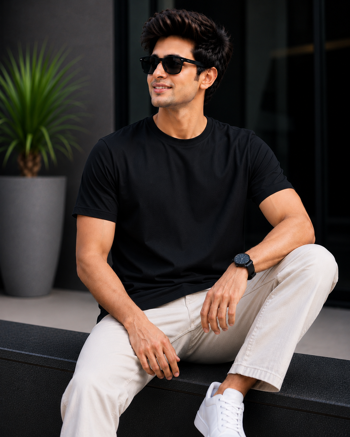 Men Solid Regular Fit T-Shirt