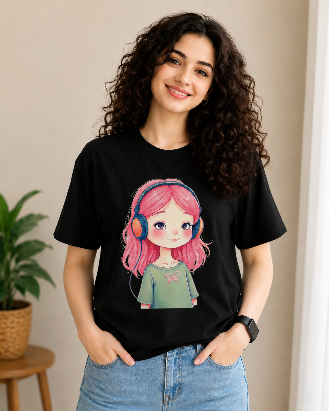 Women Anime Music Girl Graphic Regular Fit T-Shirt