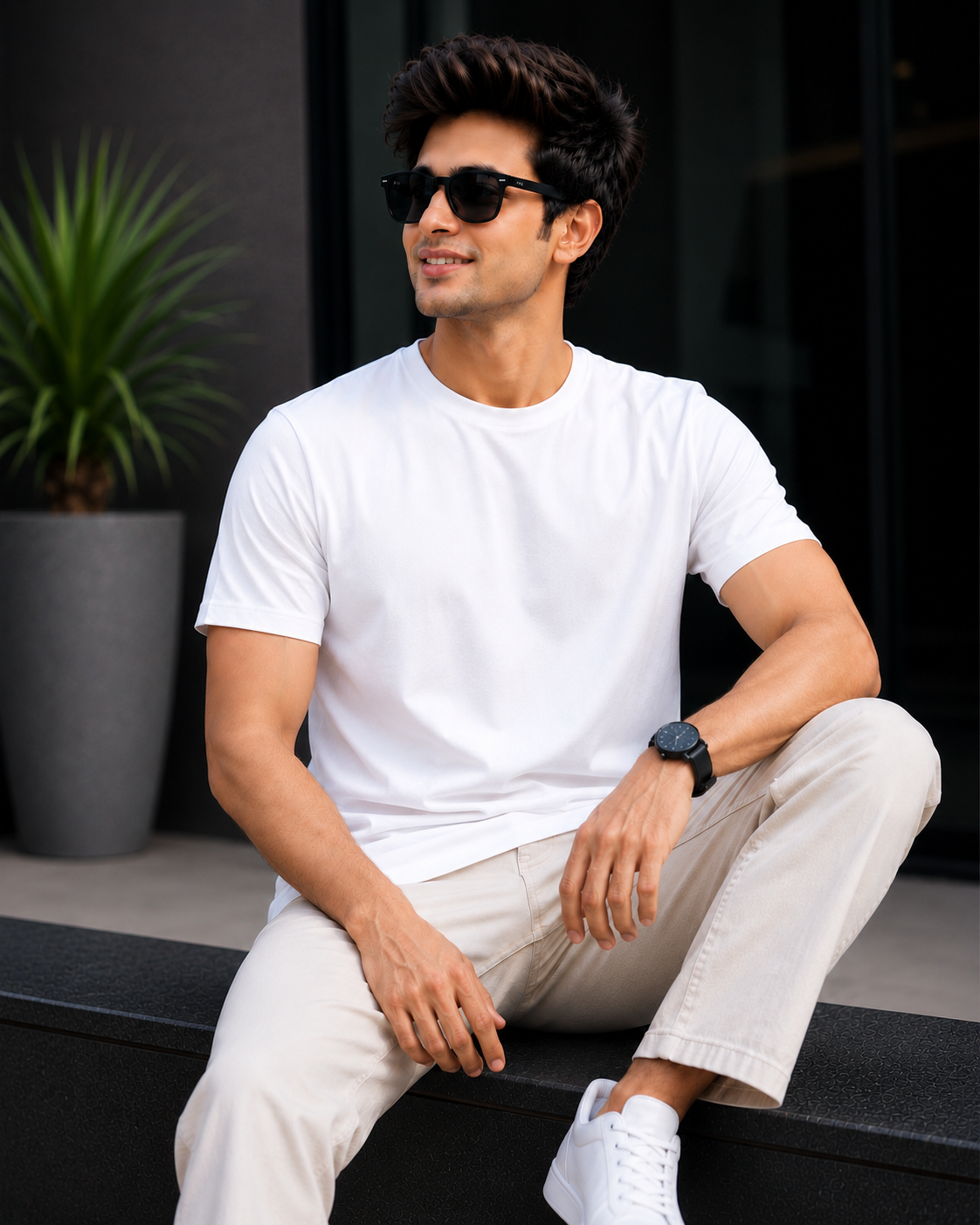 Men Solid Regular Fit T-Shirt