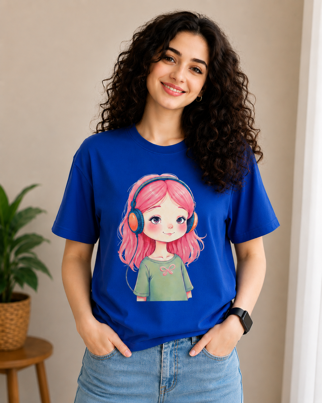 Women Anime Music Girl Graphic Regular Fit T-Shirt
