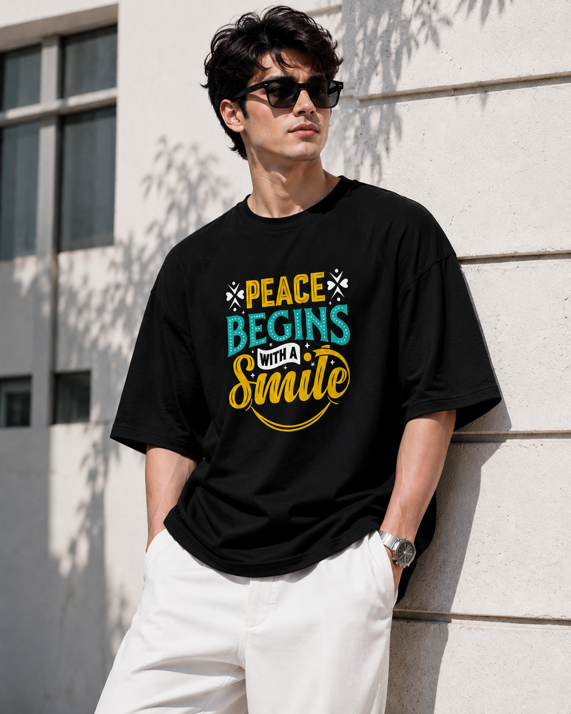Men's Typography Oversized T-Shirt
