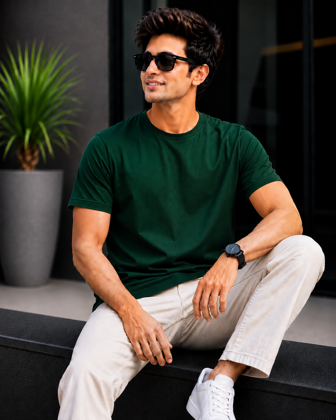 Men Solid Regular Fit T-Shirt