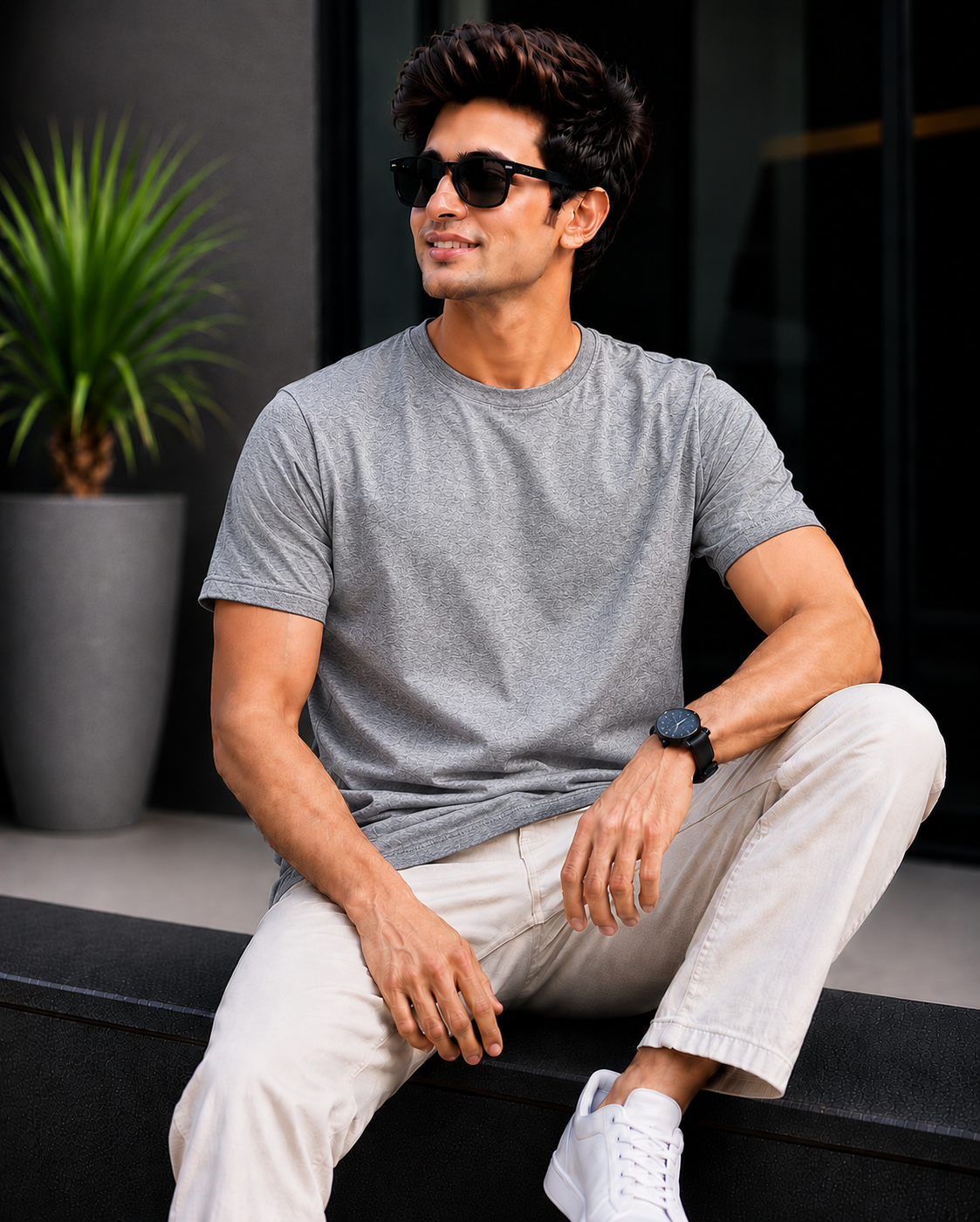 Men Solid Regular Fit T-Shirt