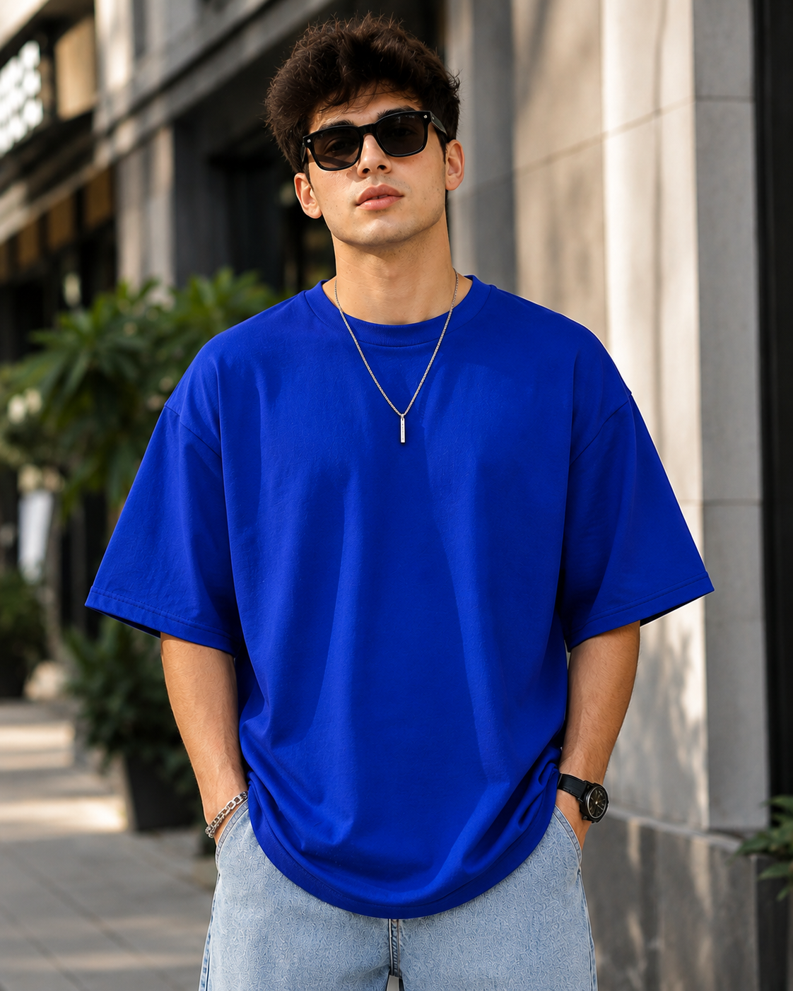Men Solid Oversizd T-Shirt
