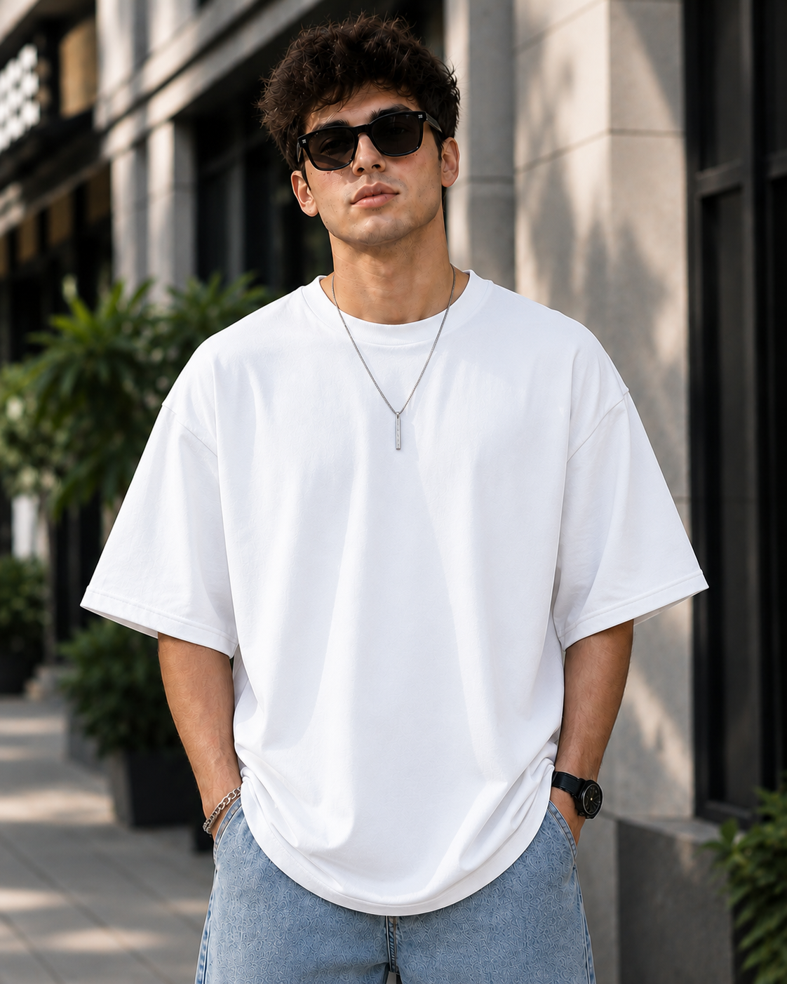 Men Solid Oversizd T-Shirt