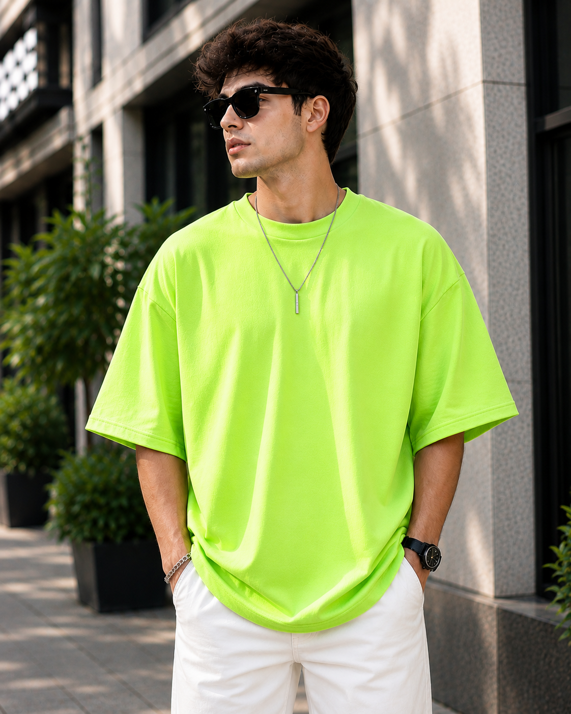 Men Solid Oversizd T-Shirt