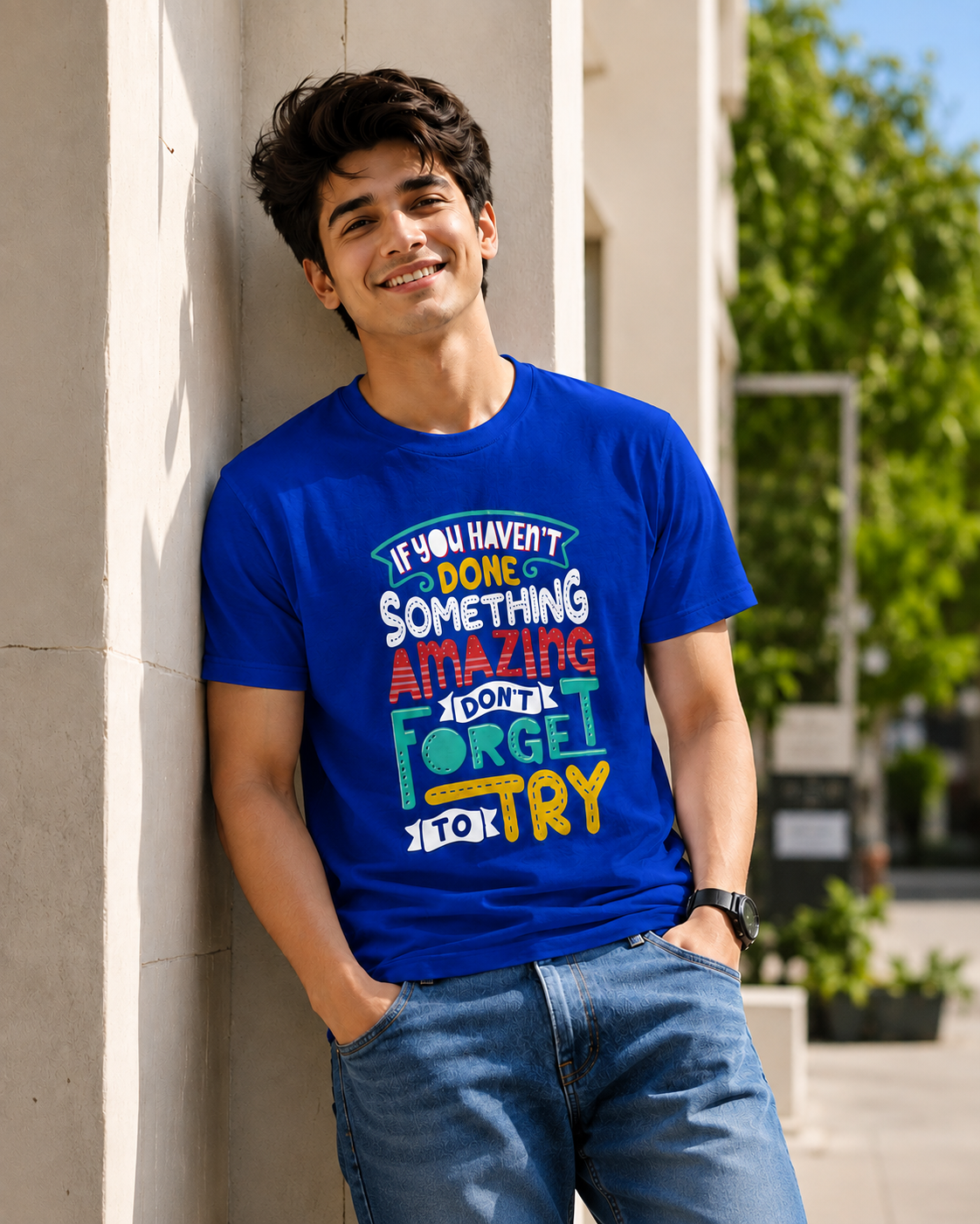 Men Typography Print Regular Fit T-Shirt