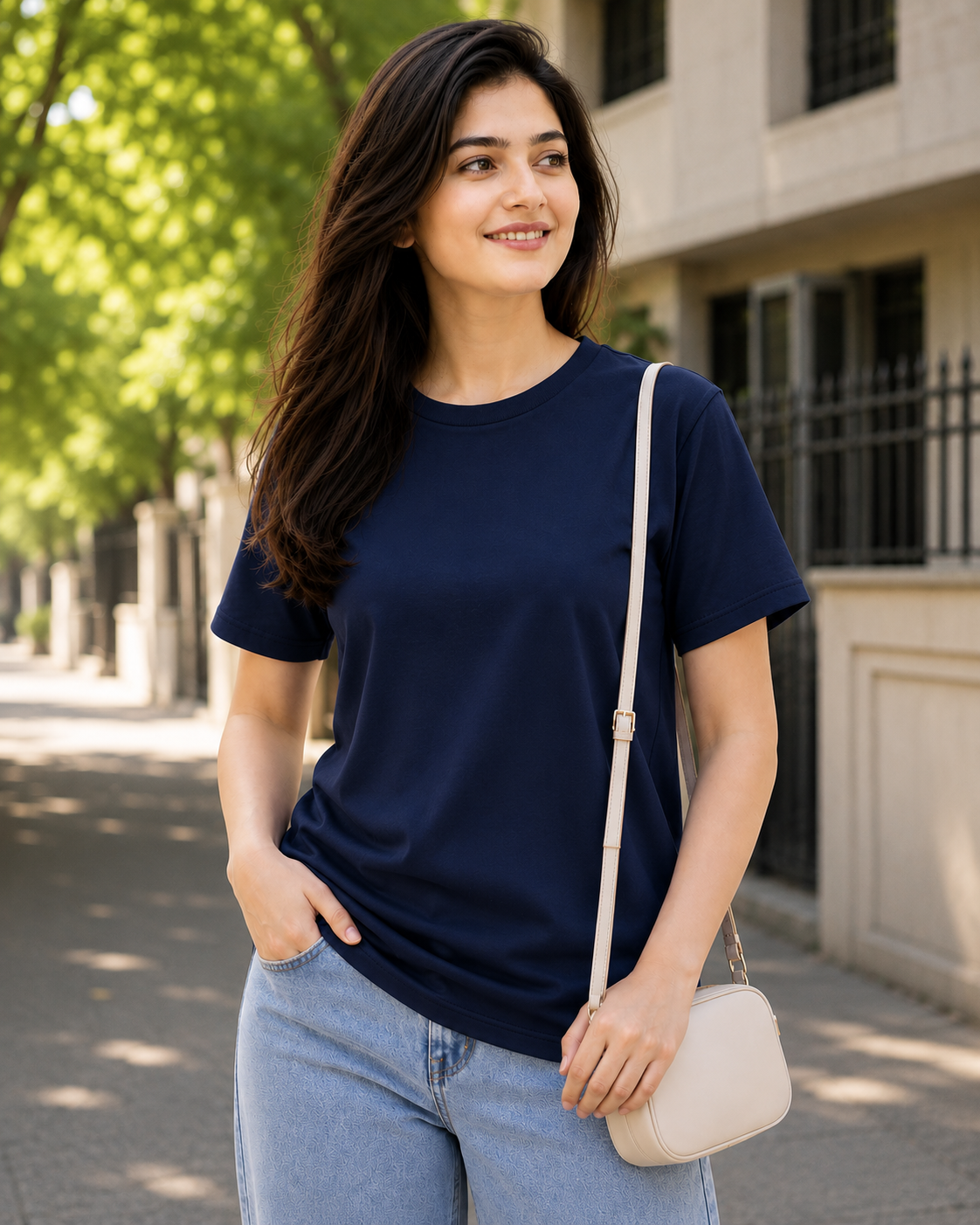 Women Solid Regular Fit T-Shirt