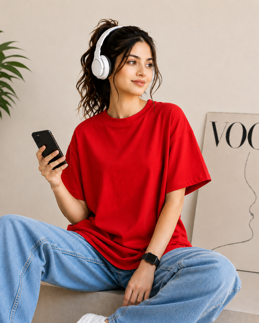 Women Solid Oversize Fit T-Shirt