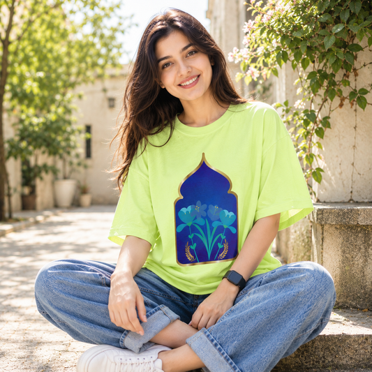 Women Ornate Blue Floral Graphic Regular Fit T-Shirt
