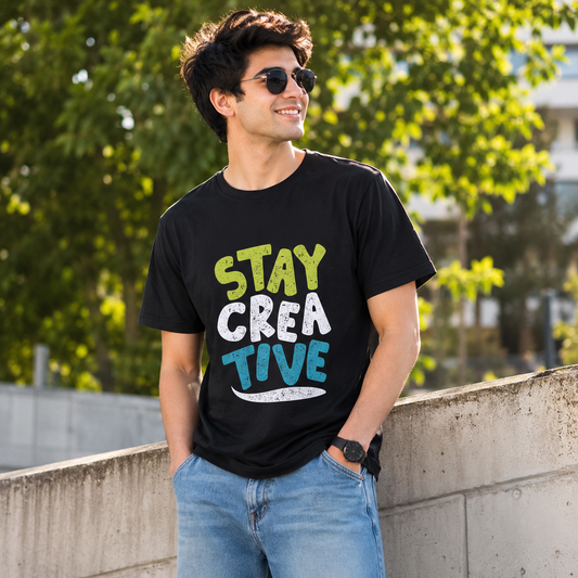 Men Stay Creative Print Regular Fit T-Shirt