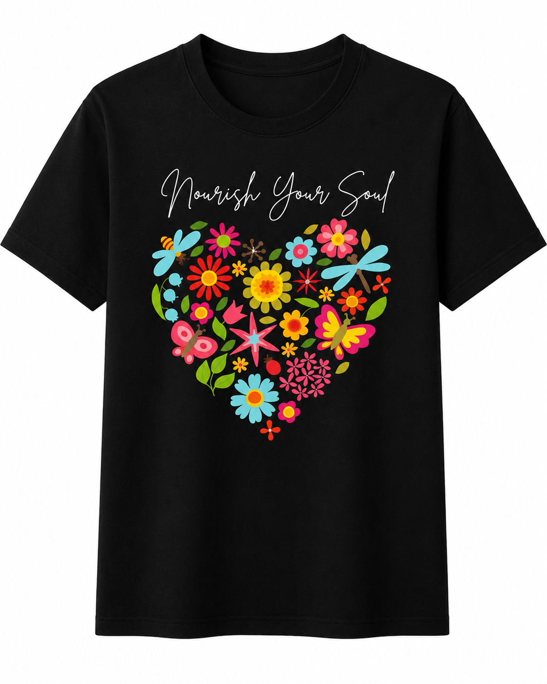 Women's FLower Heart Regular Fit T-Shirt