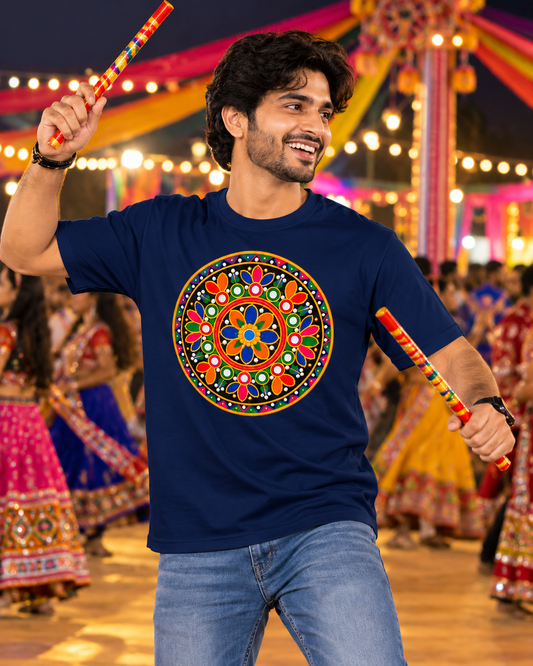 Garba Round Printed Regular Fit Men's T-Shirt